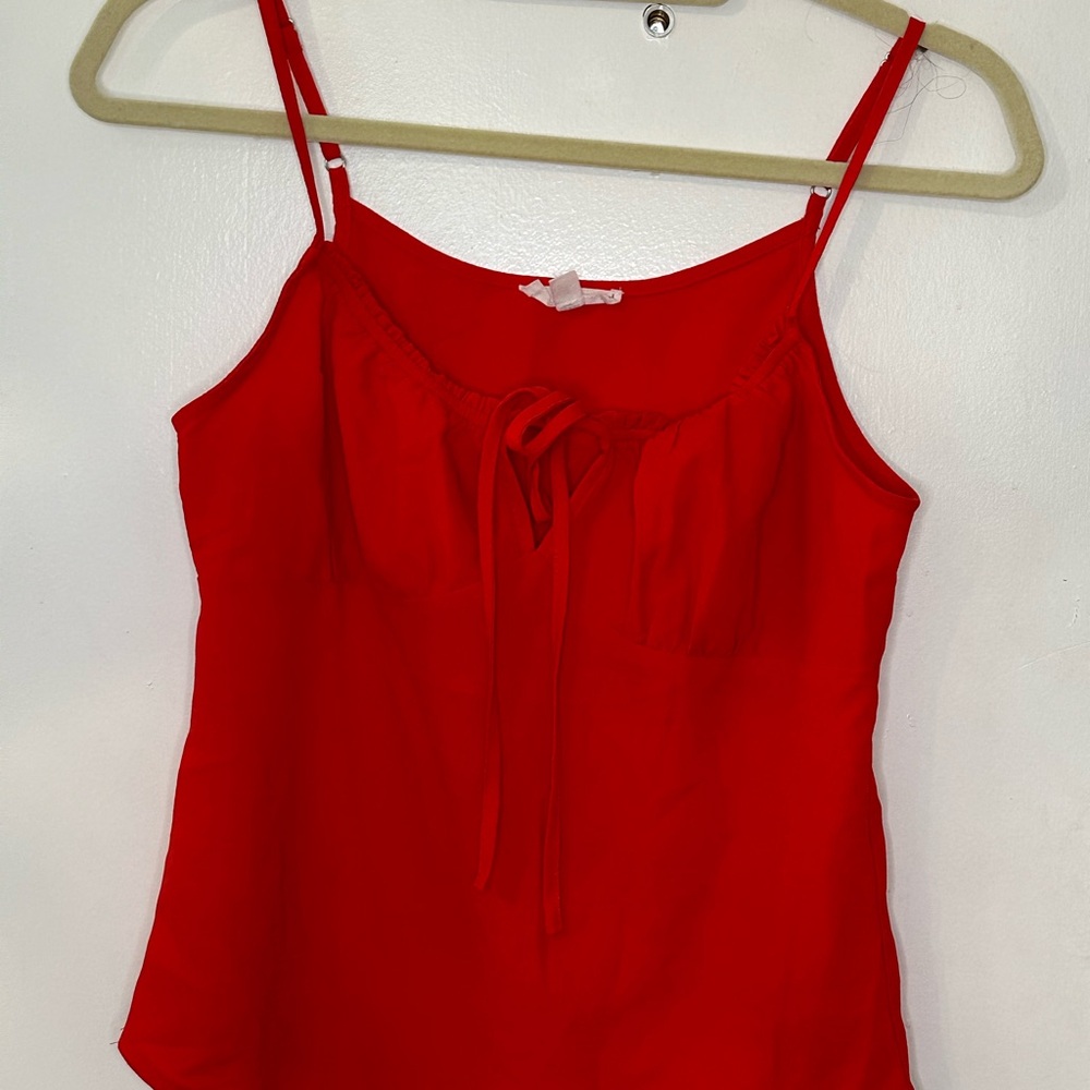 Red Sleeveless Camisole with Tie Front